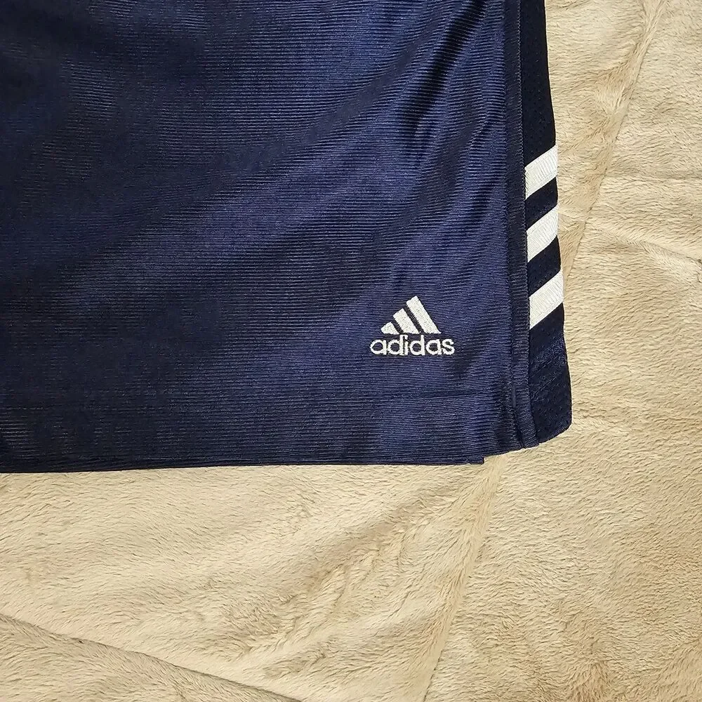 Vintage 2002 Adidas Dazzle Basketball Shorts Men's L Navy 3 Stripes Y2K Shiny